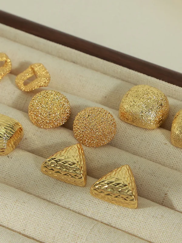 Gold-Plated Geometric Stud Earrings