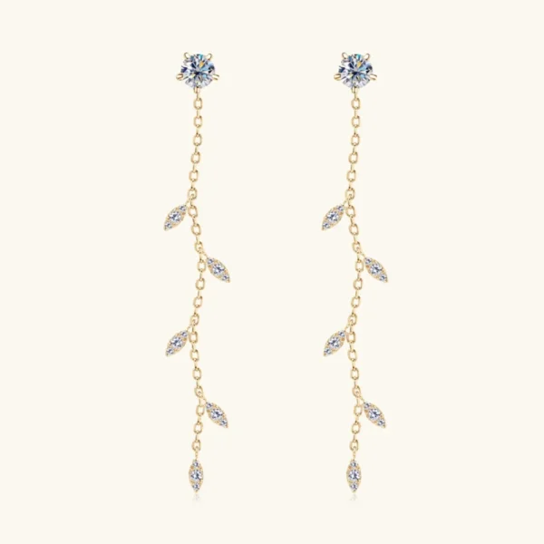 539556301 1.38 Carat Moissanite 925 Sterling Silver Leaf Earrings