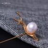 GLSEEVO Snail Pearl Brooch Gift For Daughter Woman Cute Inset Brooches Bijoux Argent 925 Massif Handmade Jewellery Broche