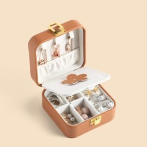 Casegrace PU Leather Mini Jewelry Box Organizer for Jewelry Earrings Necklace Ring Storage Casket Travel Portable Jewellery Case