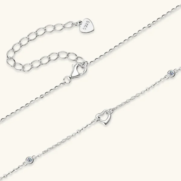 Moissanite 925 Sterling Silver Heart Necklace
