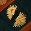 Geometric jewelry with wrinkled texture Indian style design titanium steel gold-plated earrings
