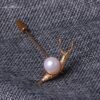 GLSEEVO Snail Pearl Brooch Gift For Daughter Woman Cute Inset Brooches Bijoux Argent 925 Massif Handmade Jewellery Broche