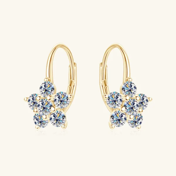 1.2 Carat 925 Sterling Silver Moissanite Flower Huggie Earrings