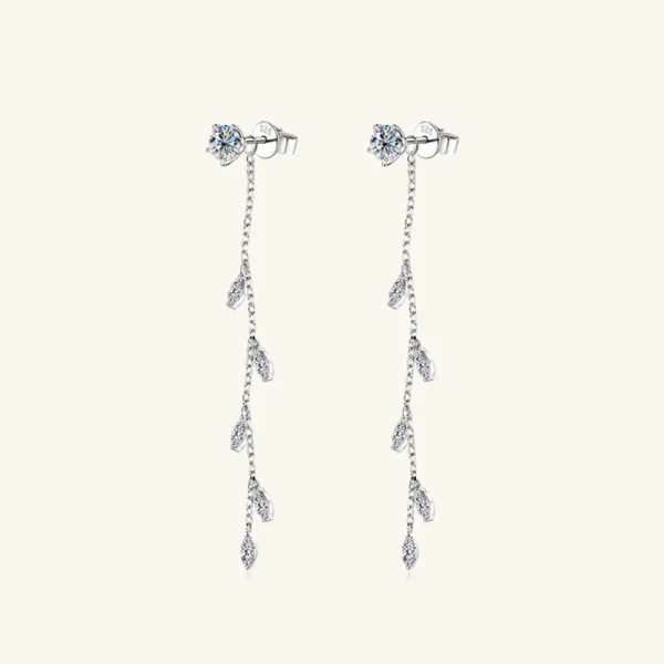 539556307 1.38 Carat Moissanite 925 Sterling Silver Leaf Earrings