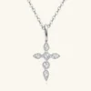 925 Sterling Silver Moissanite Cross Pendant Necklace