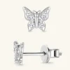Moissanite 925 Sterling Silver Butterfly Stud Earrings