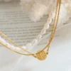 Titanium Steel Three-Layered Pearl Bracelet