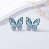 Alloy Inlaid Rhinestone Butterfly Earrings