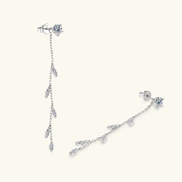 539556306 1.38 Carat Moissanite 925 Sterling Silver Leaf Earrings