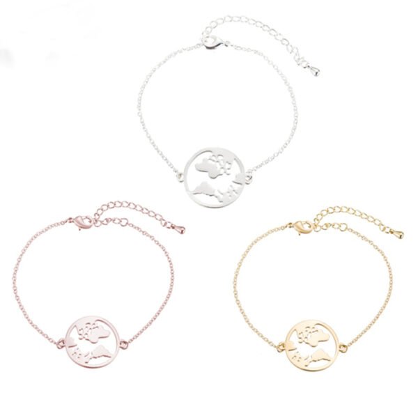 Chain Link World Map Bracelets & Bangles Jewelry Globe Bracelet Charm Travel Jewellery Gift Wanderlust Earth Bracelet
