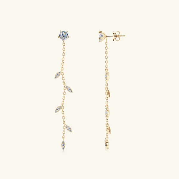 539556302 1.38 Carat Moissanite 925 Sterling Silver Leaf Earrings