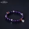 GLSEEVO 925 Sterling Silver Women Bracelet Natural Stone Amethyst Agate Gift Adjustable Bracelets Luxury Fine Jewellery GB0070