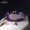 GLSEEVO 925 Sterling Silver Women Bracelet Natural Stone Amethyst Agate Gift Adjustable Bracelets Luxury Fine Jewellery GB0070