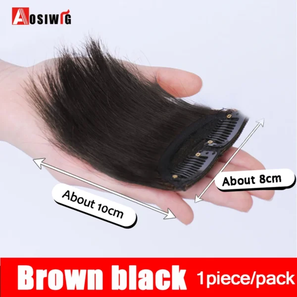 2PC Synthetic Invisible Short Straight Hair Pads Clip In Hair Extension Increase Hair Top Side Cover Hairpiece For Women