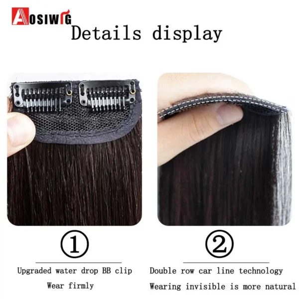2PC Synthetic Invisible Short Straight Hair Pads Clip In Hair Extension Increase Hair Top Side Cover Hairpiece For Women