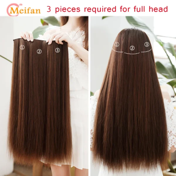 MEIFAN Synthetic Invisable Seamless Fluffy Hairpieces Clip in Hair Extensions Natural Fake Pad High Hair pieces for Women