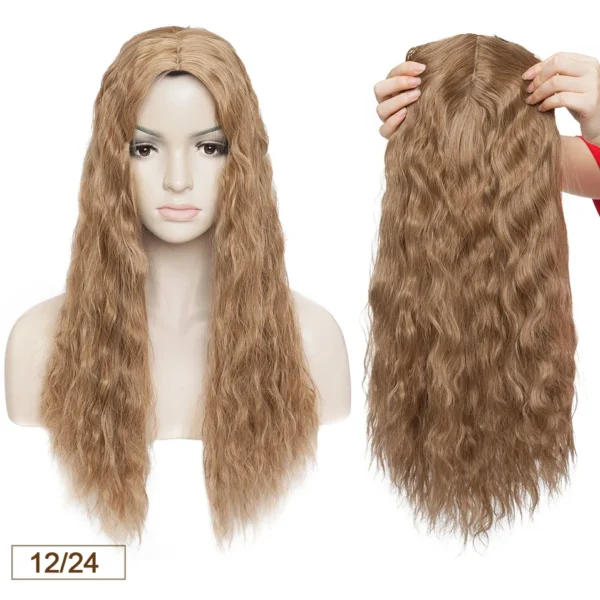 Curly Wave Topper Clip-In Hair Extensionfor Women 20inch Synthetic Corn Wave Secret Toupee Middle Part Thinning Hairpiece