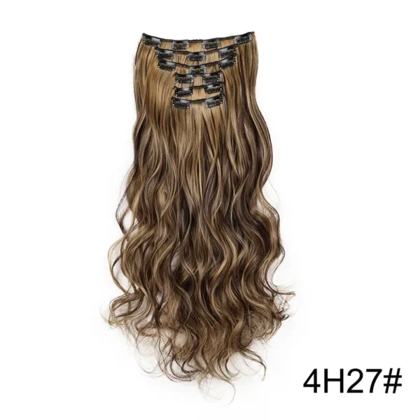 16 Clips 6Pcs/Set Hair Extensions Long Wavy Hairstyle Synthetic Hairpieces Heat Clip-in Body Wave Hair Exten Resistant For Women