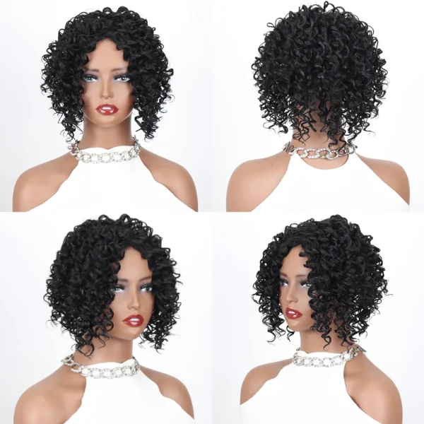 Synthetic Short Afro Curly Hair Toppers Brown Blonde Mixed Color Hair Toupee Hair Piece For Women and Men Increase Hair Volume
