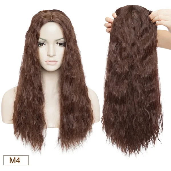 Curly Wave Topper Clip-In Hair Extensionfor Women 20inch Synthetic Corn Wave Secret Toupee Middle Part Thinning Hairpiece
