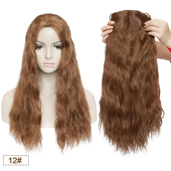 Curly Wave Topper Clip-In Hair Extensionfor Women 20inch Synthetic Corn Wave Secret Toupee Middle Part Thinning Hairpiece