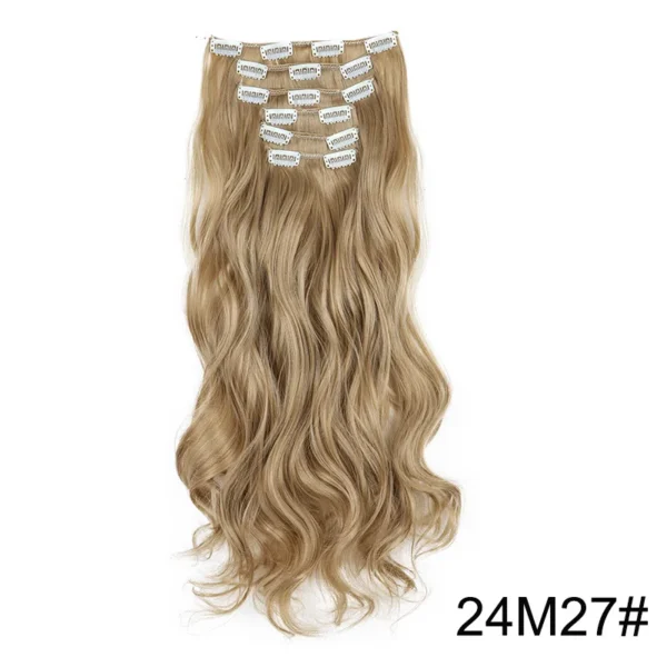 16 Clips 6Pcs/Set Hair Extensions Long Wavy Hairstyle Synthetic Hairpieces Heat Clip-in Body Wave Hair Exten Resistant For Women