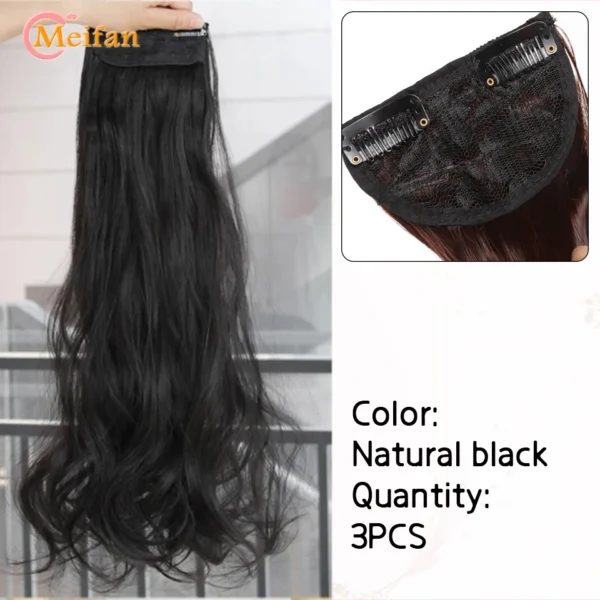 MEIFAN Synthetic Invisable Seamless Fluffy Hairpieces Clip in Hair Extensions Natural Fake Pad High Hair pieces for Women