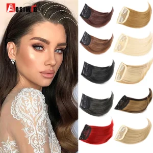 2PC Synthetic Invisible Short Straight Hair Pads Clip In Hair Extension Increase Hair Top Side Cover Hairpiece For Women