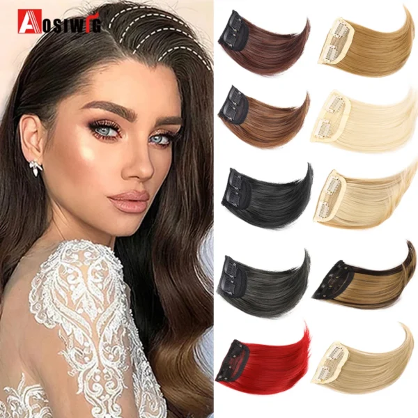 2PC Synthetic Invisible Short Straight Hair Pads Clip In Hair Extension Increase Hair Top Side Cover Hairpiece For Women