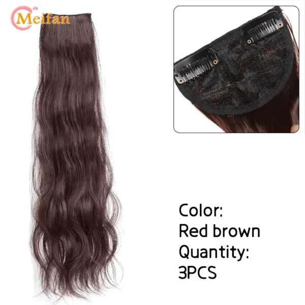 MEIFAN Synthetic Invisable Seamless Fluffy Hairpieces Clip in Hair Extensions Natural Fake Pad High Hair pieces for Women