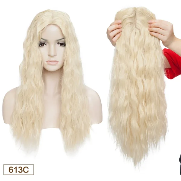 Curly Wave Topper Clip-In Hair Extensionfor Women 20inch Synthetic Corn Wave Secret Toupee Middle Part Thinning Hairpiece