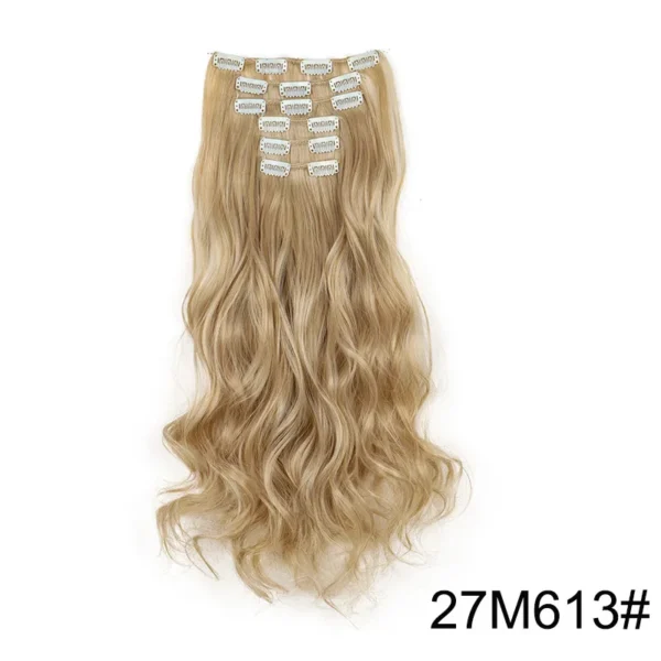 16 Clips 6Pcs/Set Hair Extensions Long Wavy Hairstyle Synthetic Hairpieces Heat Clip-in Body Wave Hair Exten Resistant For Women