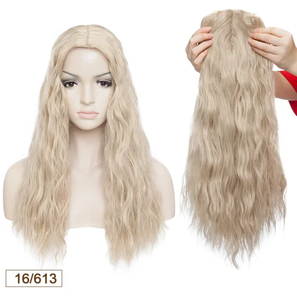 Curly Wave Topper Clip-In Hair Extensionfor Women 20inch Synthetic Corn Wave Secret Toupee Middle Part Thinning Hairpiece