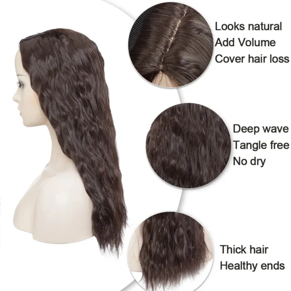 Curly Wave Topper Clip-In Hair Extensionfor Women 20inch Synthetic Corn Wave Secret Toupee Middle Part Thinning Hairpiece