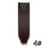 540046432 Black Hair Extensions 24"/60cm 6pcs/set Women Long Straight Synthetic Full Head Clip 16 Clips Ombre Heat Resistant Fiber Hair