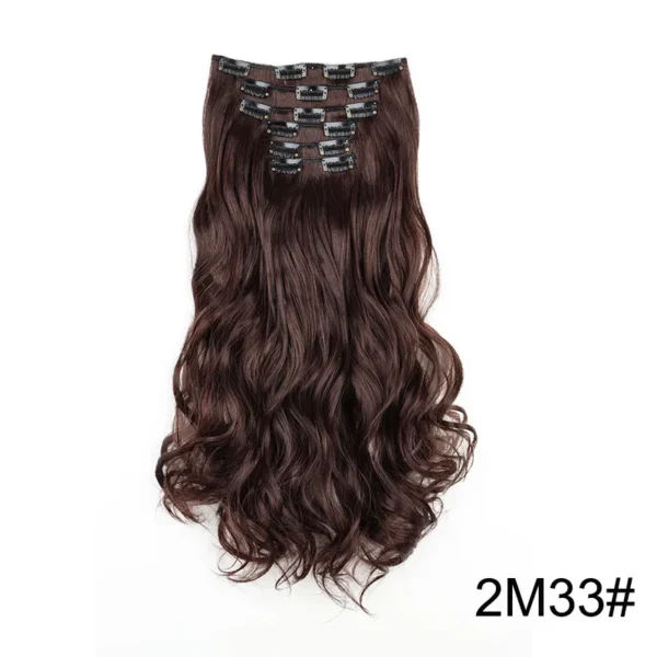 16 Clips 6Pcs/Set Hair Extensions Long Wavy Hairstyle Synthetic Hairpieces Heat Clip-in Body Wave Hair Exten Resistant For Women