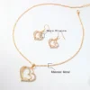 3 Pcs Set Heart Shaped Jewelry Set Of Earrings Pendant Necklace For Women Exquisite Fashion Rhinestone Double Heart Jewelry Set