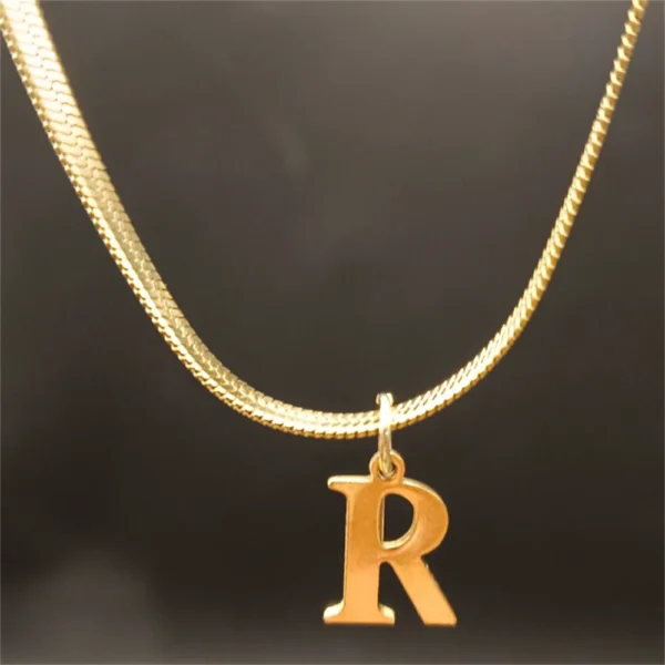 A-Z Alphabet Gold Plated Stainless Steel Pendant Necklace for Women Snake Chain Initial Letter Clavicle Necklaces Collar Jewelry