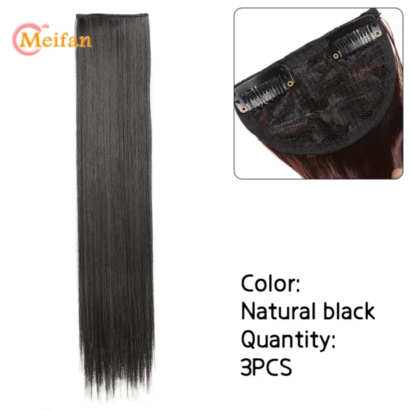 MEIFAN Synthetic Invisable Seamless Fluffy Hairpieces Clip in Hair Extensions Natural Fake Pad High Hair pieces for Women