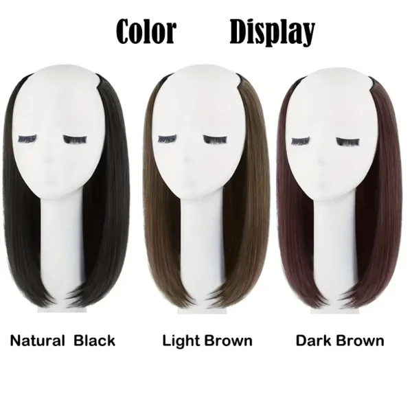 Sunslymei Synthetic 12Inch Straight Hair Extensions With 4 Clips Hair Extensions for Women Hair Pads Hair Piece