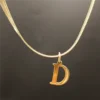 A-Z Alphabet Gold Plated Stainless Steel Pendant Necklace for Women Snake Chain Initial Letter Clavicle Necklaces Collar Jewelry