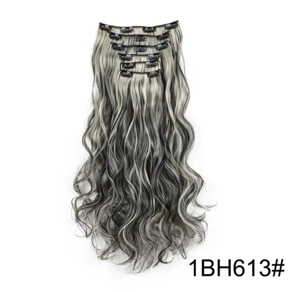 16 Clips 6Pcs/Set Hair Extensions Long Wavy Hairstyle Synthetic Hairpieces Heat Clip-in Body Wave Hair Exten Resistant For Women