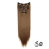 540046427 Black Hair Extensions 24"/60cm 6pcs/set Women Long Straight Synthetic Full Head Clip 16 Clips Ombre Heat Resistant Fiber Hair