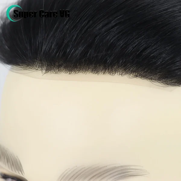 15x20 CM Full PU Thin Skin Hair System Man Toupee V Style For Men Human Hair Wig 0.06mm Thin Skin PU Men's Capillary Prosthesis