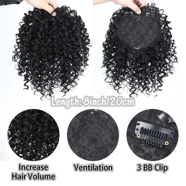 Synthetic Short Afro Curly Hair Toppers Brown Blonde Mixed Color Hair Toupee Hair Piece For Women and Men Increase Hair Volume