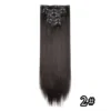540046430 Black Hair Extensions 24"/60cm 6pcs/set Women Long Straight Synthetic Full Head Clip 16 Clips Ombre Heat Resistant Fiber Hair