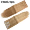 540046419 Black Hair Extensions 24"/60cm 6pcs/set Women Long Straight Synthetic Full Head Clip 16 Clips Ombre Heat Resistant Fiber Hair