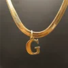 A-Z Alphabet Gold Plated Stainless Steel Pendant Necklace for Women Snake Chain Initial Letter Clavicle Necklaces Collar Jewelry