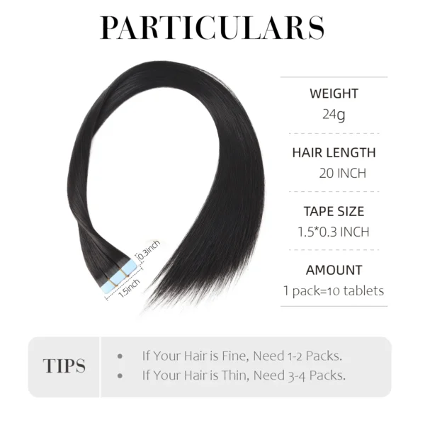 10Pcs Invisible Tape In Straight Hair Extensions Seamless Invisible Adhesive Women Synthetic Straight Tape In Hair Extensions
